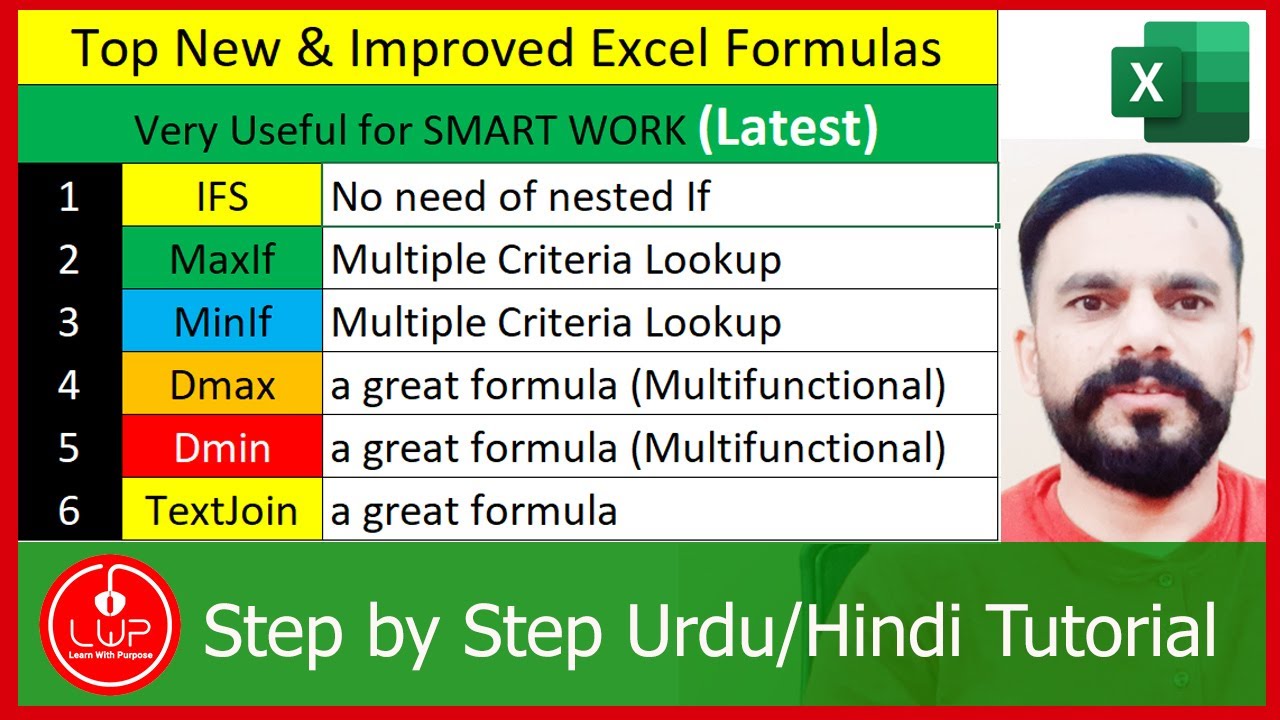 Top New SMART Excel formulas added in Microsoft Excel Urdu Hindi Tutorial || Learn with Purpose