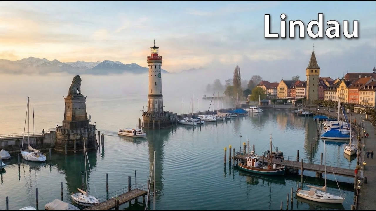 🌫️ Mglisty Zimowy Poranek | Wyspa Lindau Bawaria ASMR 🔇
