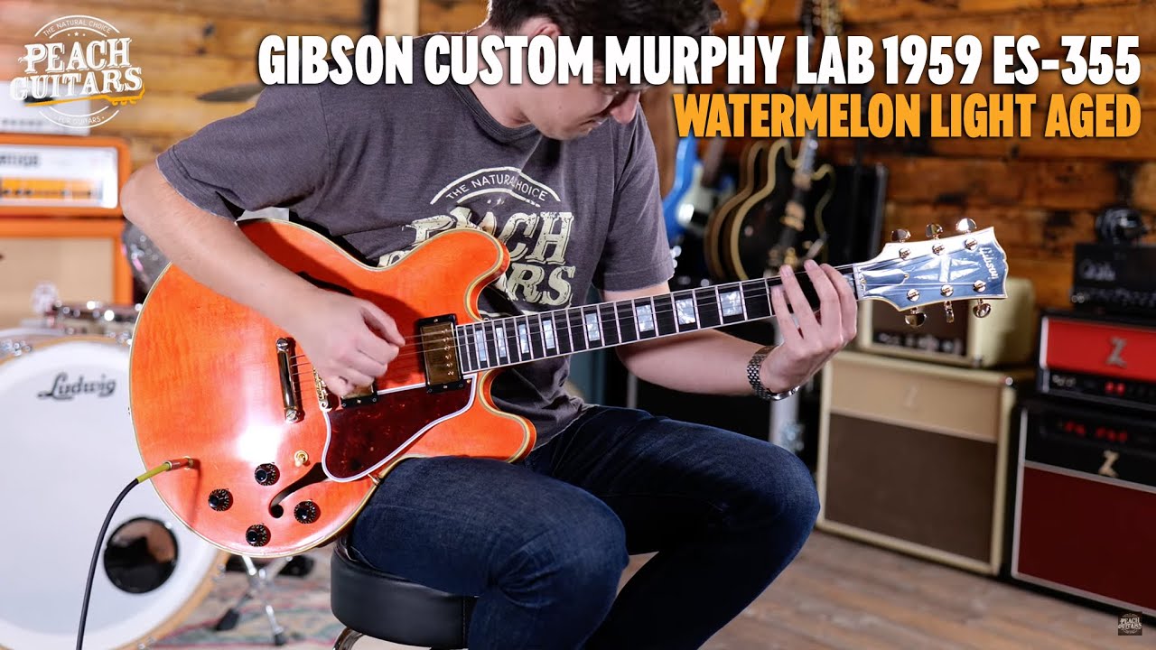 No Talking...Just Tones | Gibson Custom Murphy Lab 1959 ES-355 Stop Bar Watermelon - Light Aged