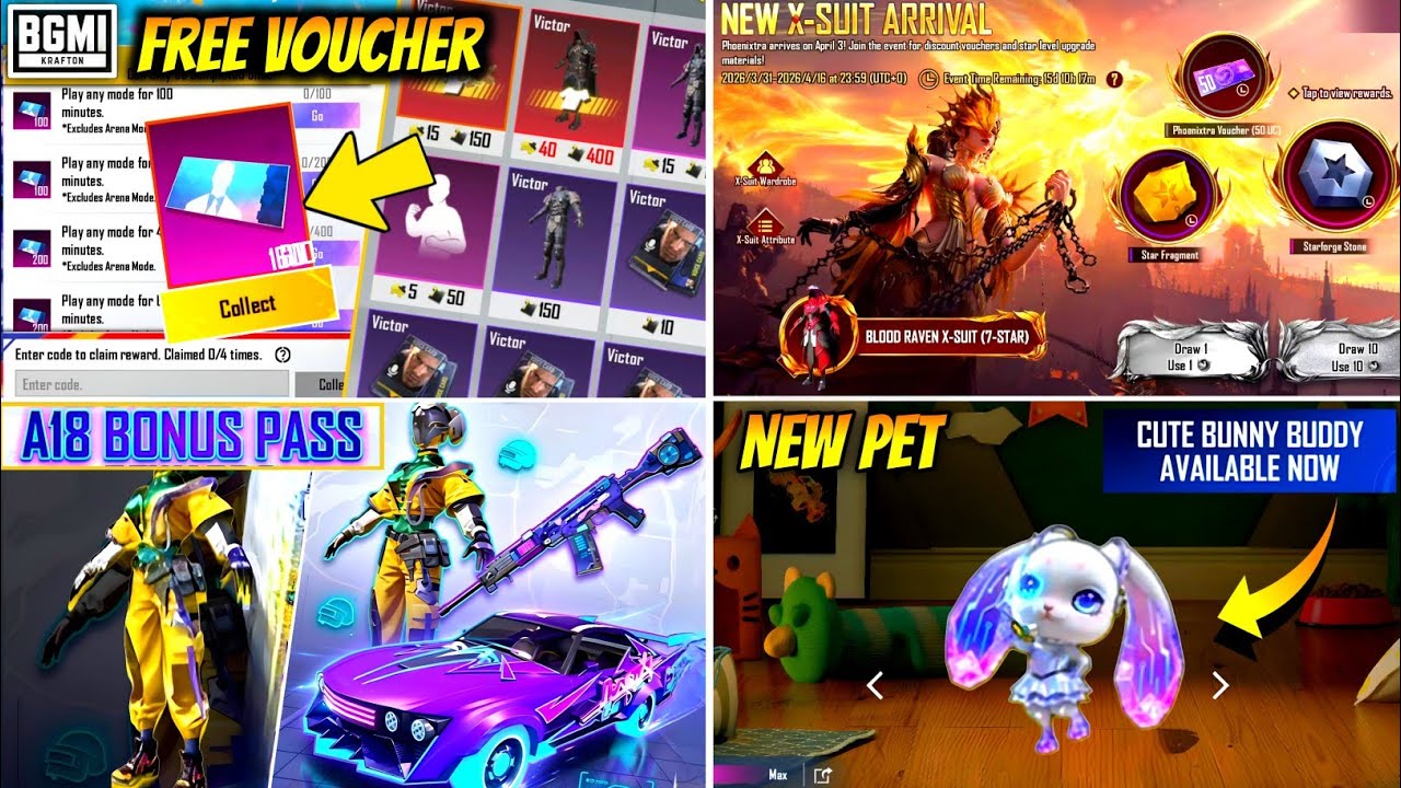 BGMI FREE CHARACTER VOUCHER EVENT? | BGMI A18 BONUS PASS | BGMI NEXT PET SPIN | FREE X-SUIT EVENT 