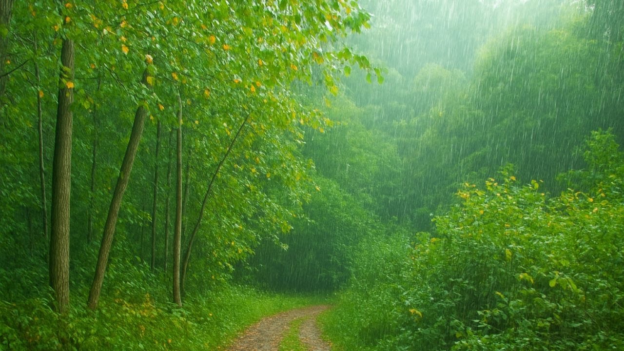 🍂🌧️ Heavy Rain in Jungle with River Sounds - Rain Ambience for Sleep &ndash; Relaxing Rain sounds 🍂🌧️