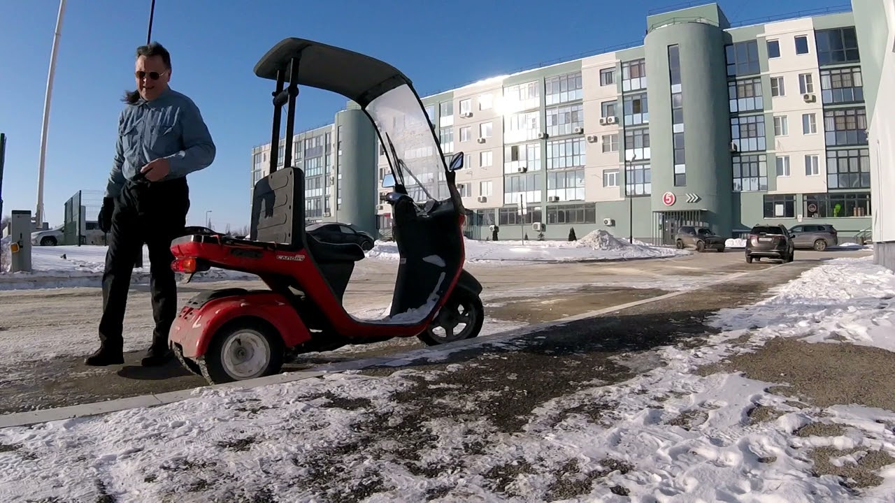 Honda Gyro Canopy 4t. Зима, -18 градусов. Масло густеет.  Не снимается с парковки.