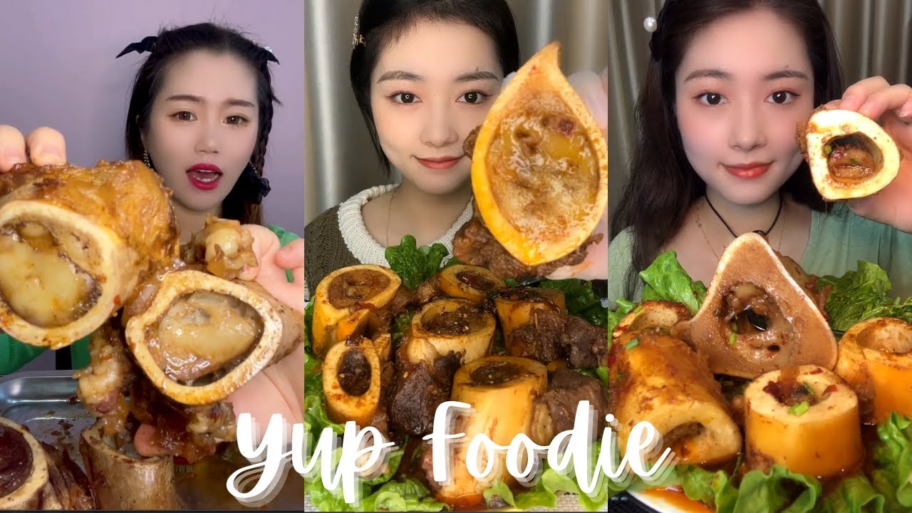 ASMR Chinese Food Mukbang | Beef Bone Marrow Eating Show | Eating Show | Yup Foodie #60