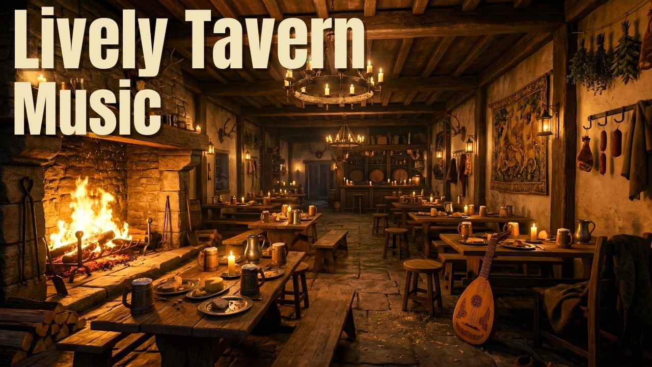 Lively Medieval Tavern Music & Fireplace Ambience — Celtic Folk for Gaming, Energy & Adventure