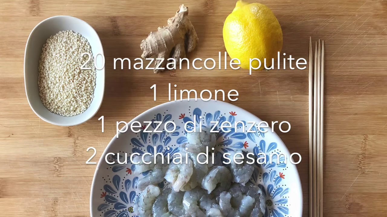 Spiedini di mazzancolle sesamo e zenzero
