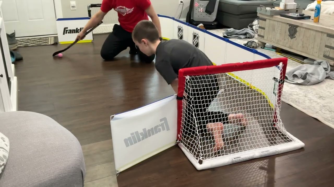 Snowy day knee hockey #blizzard2026 #blizzard #blizzardstorm father vs son mini sticks 