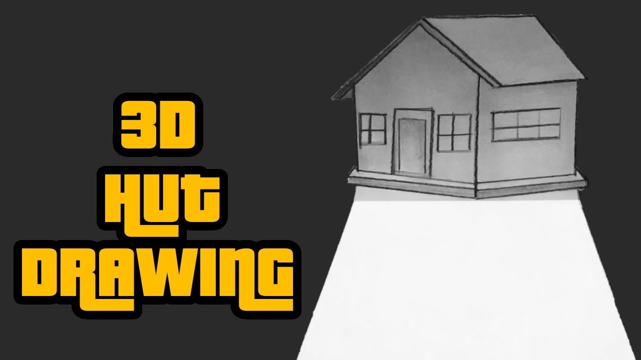 how to draw 3d house | how to draw 3d hut | 3d house drawing on paper | 3d drawings | easy art guide