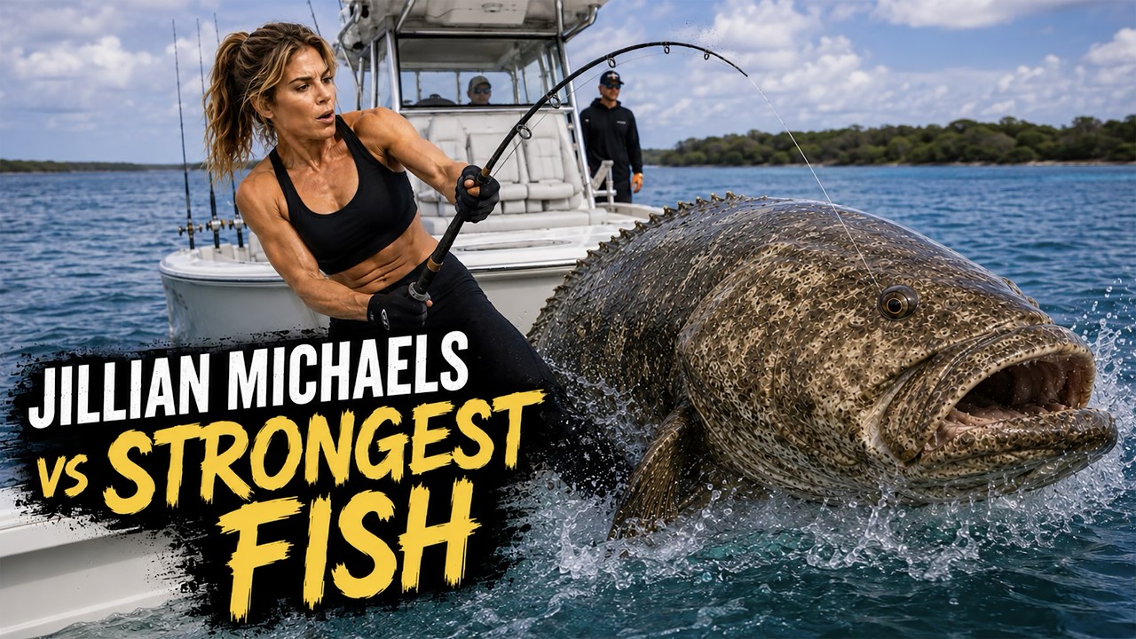 Giant Fish Tows Tiny Inflatable Paddle Boat