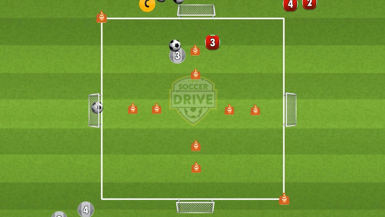 1 vs. 1 to 4 Goal & 4 Gates Soccer Game