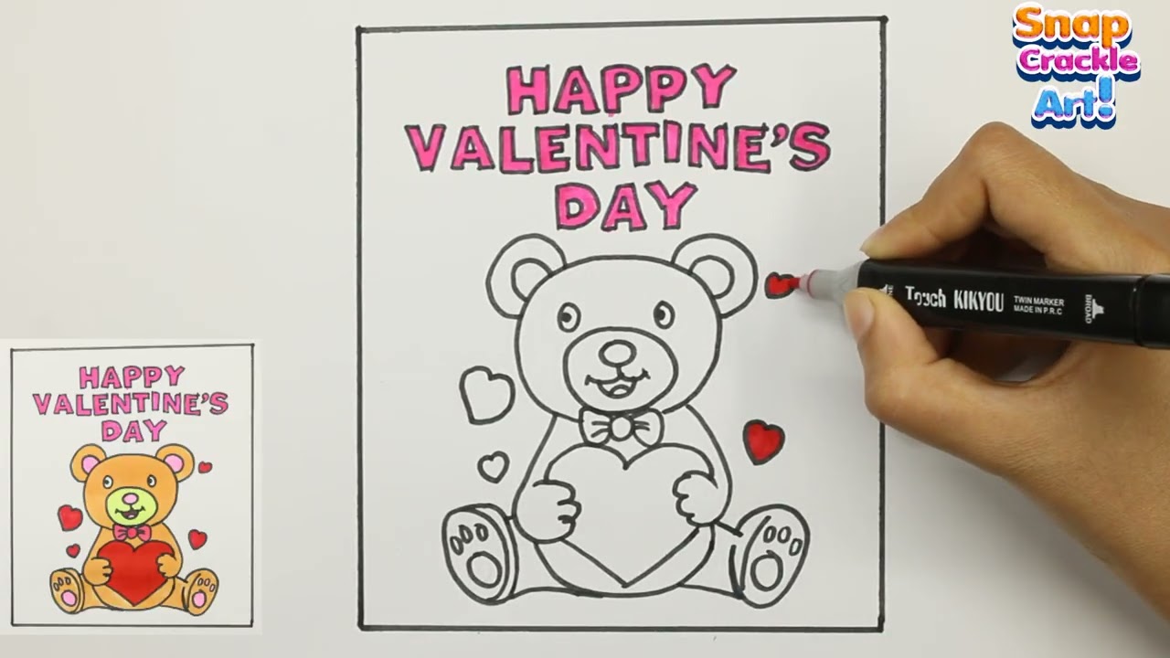 How To Draw A Happy Valentines Day Card Step By Step