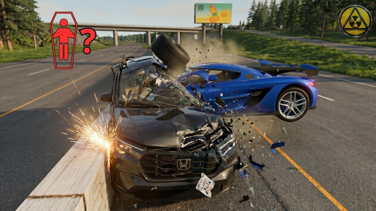 BeamNG.drive High-Speed Car Crashes #97 &ndash; Who Survives?