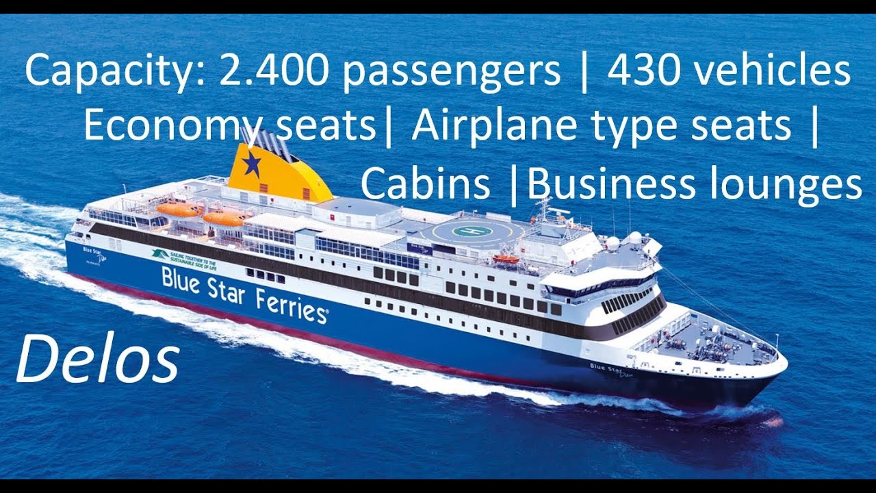 Blue Star Ferries DELOS -detail explanation, airplane type seats, economy seats | Santorini, Greece.