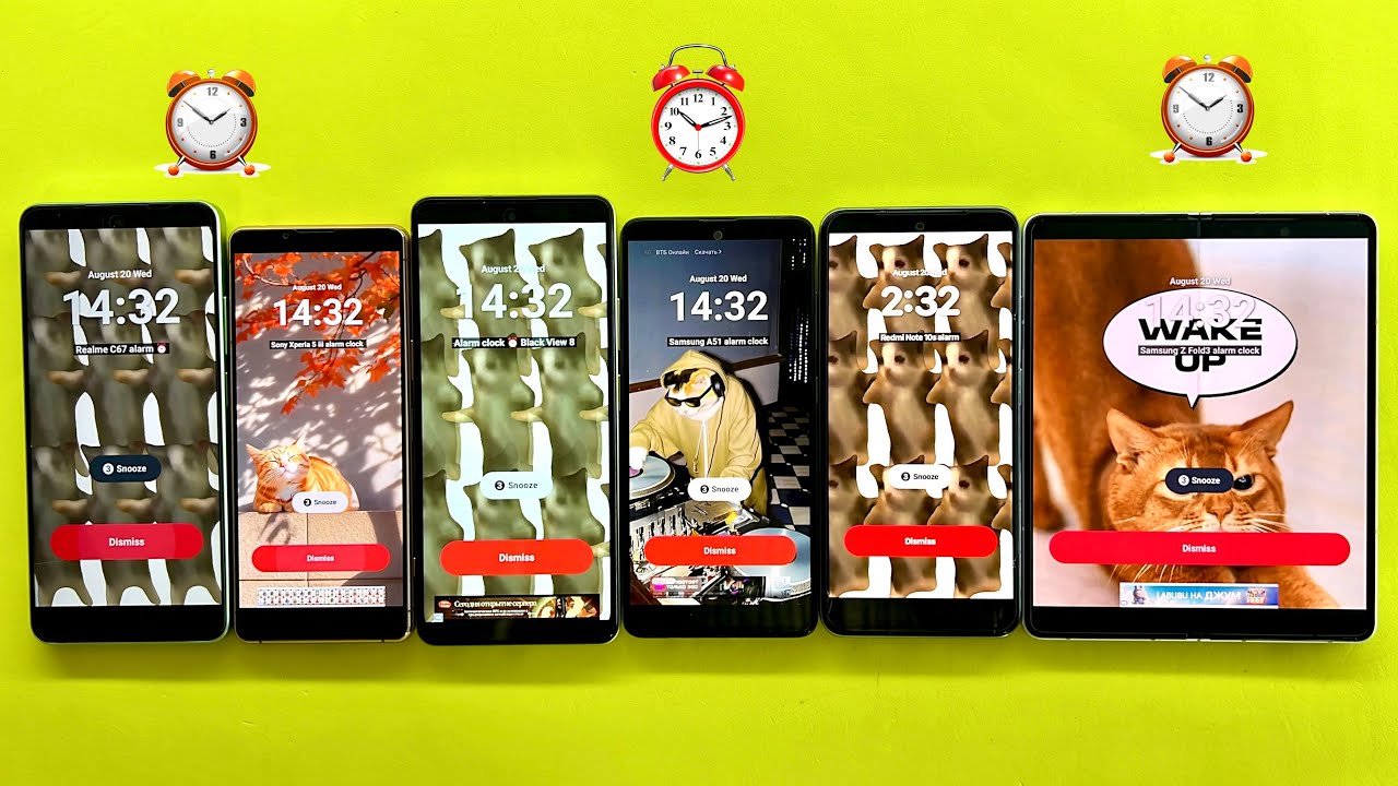 Alarm Clock ⏰ on Samsung Z Fold3/ Redmi Note10S/ Sony Xperia 5iii/ Realme C67/ Black View Shark 8 