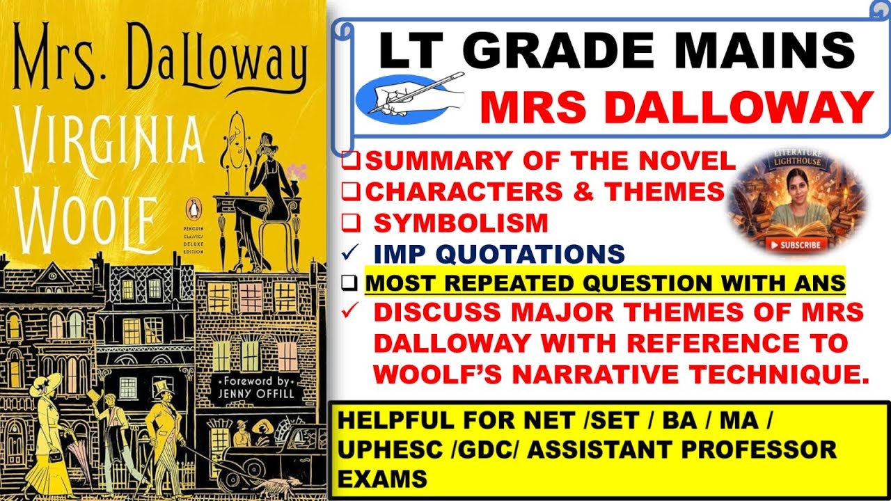 Mrs Dalloway Most Expected Questions | Summary, Characters, Themes & Symbolism | LT Grade Mains