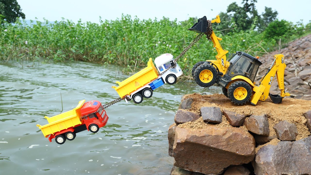 Dumper And Tipper Accident River Pulling Out JCB ? Tractor Accident ? Cartoon jcb for Kids | CS Toy