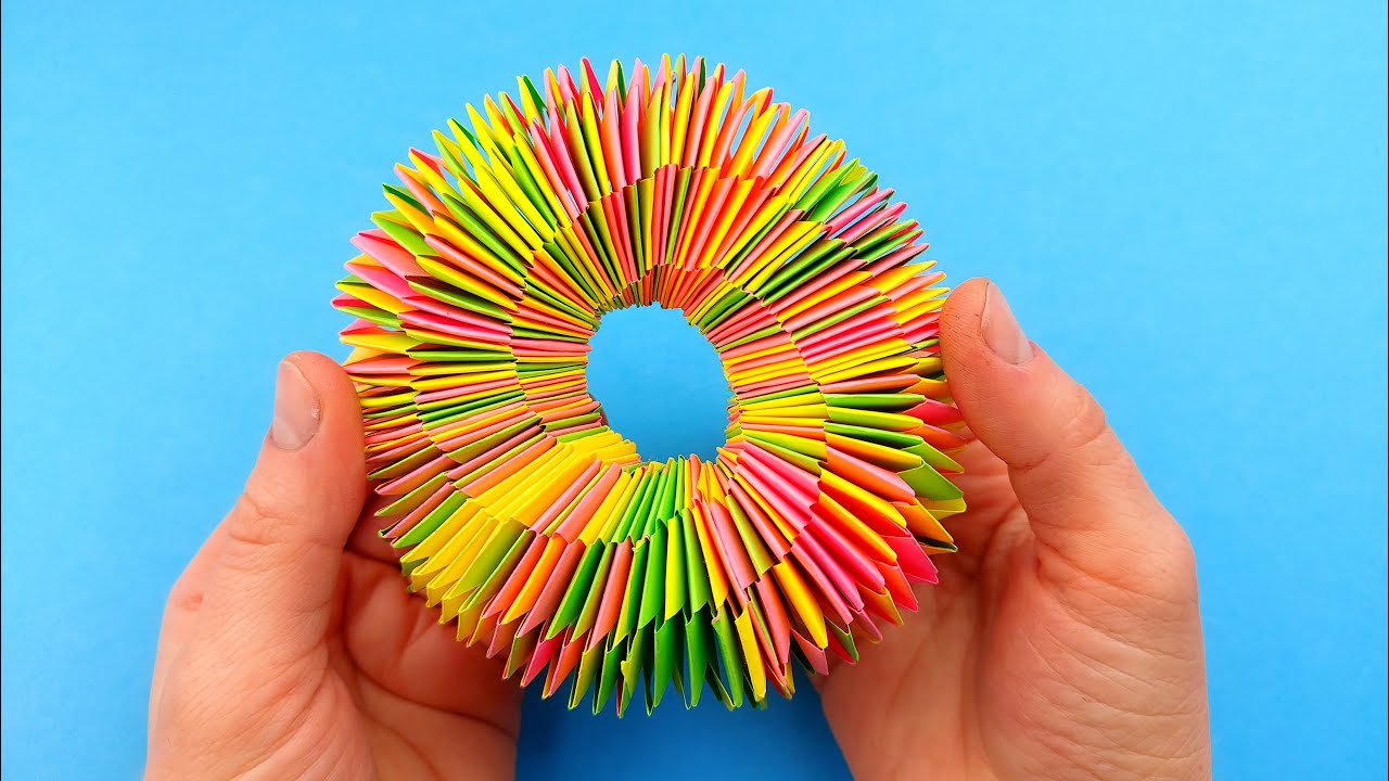 How to make Origami Infinity CIRCLE: Fireworks. Moving Fidget PAPER TOY. Anti-stress paper craft