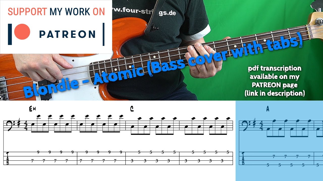 Blondie - Atomic (Bass cover with tabs)