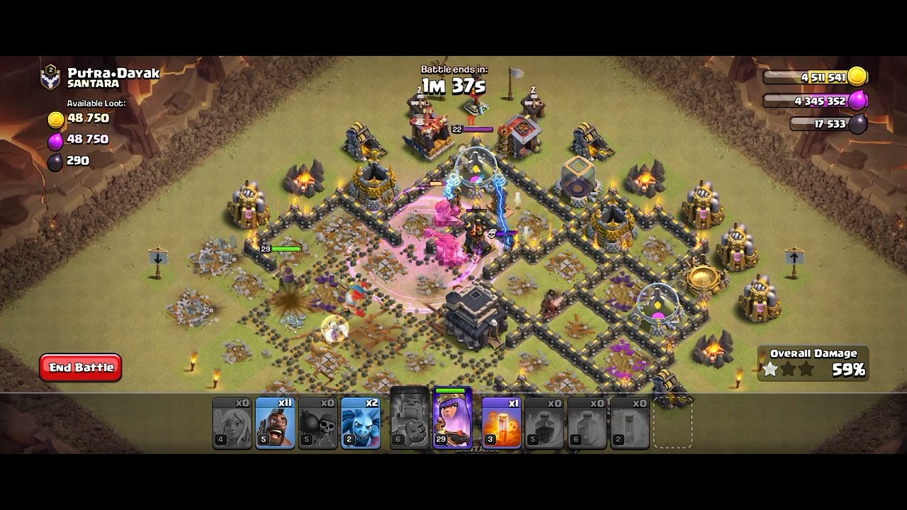 Queen charge mas hog rider Th9 attack strategy