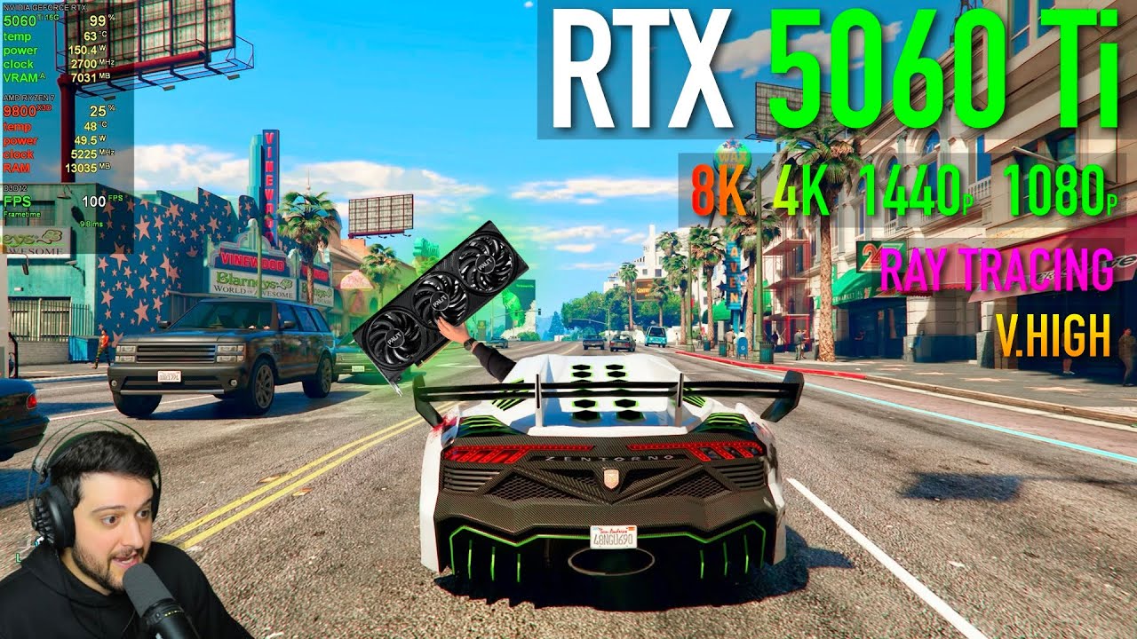 RTX 5060 Ti 16 ГБ — GTA 5 улучшена с помощью трассировки лучей и DLSS4!