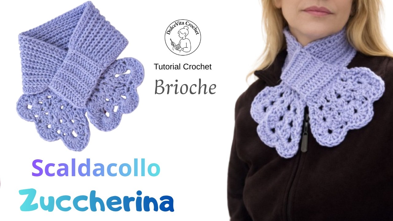 Scaldacollo Zuccherina 💜 Punto Brioche all’Uncinetto per Principianti | Tutorial Facile