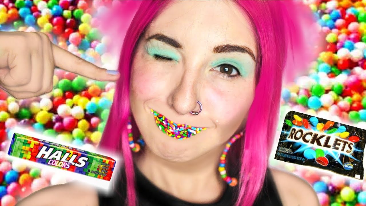 ME MAQUILLO CON ROCKLETS, CHOCOLATE, CARAMELOS ✩ Makeup using only candy - Ann Look