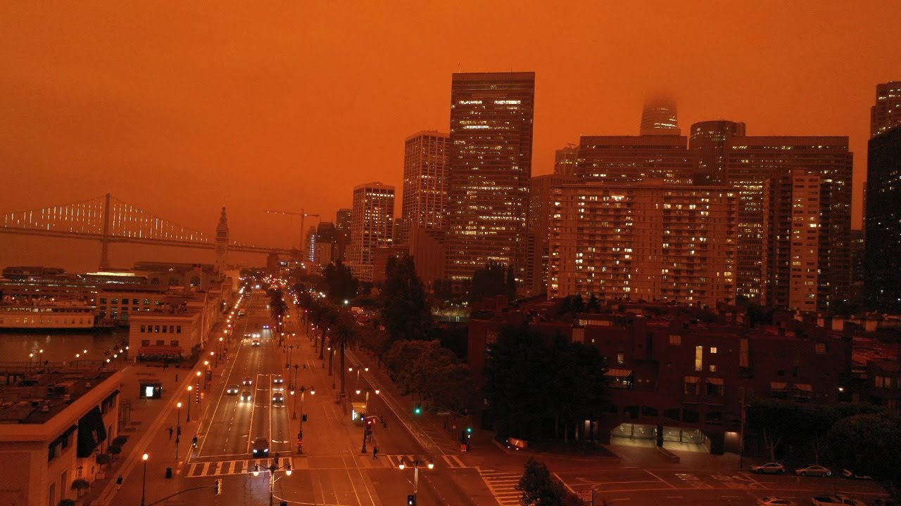 Watch San Francisco Bay Area's dark, orange skies as California wildfires rage nearby