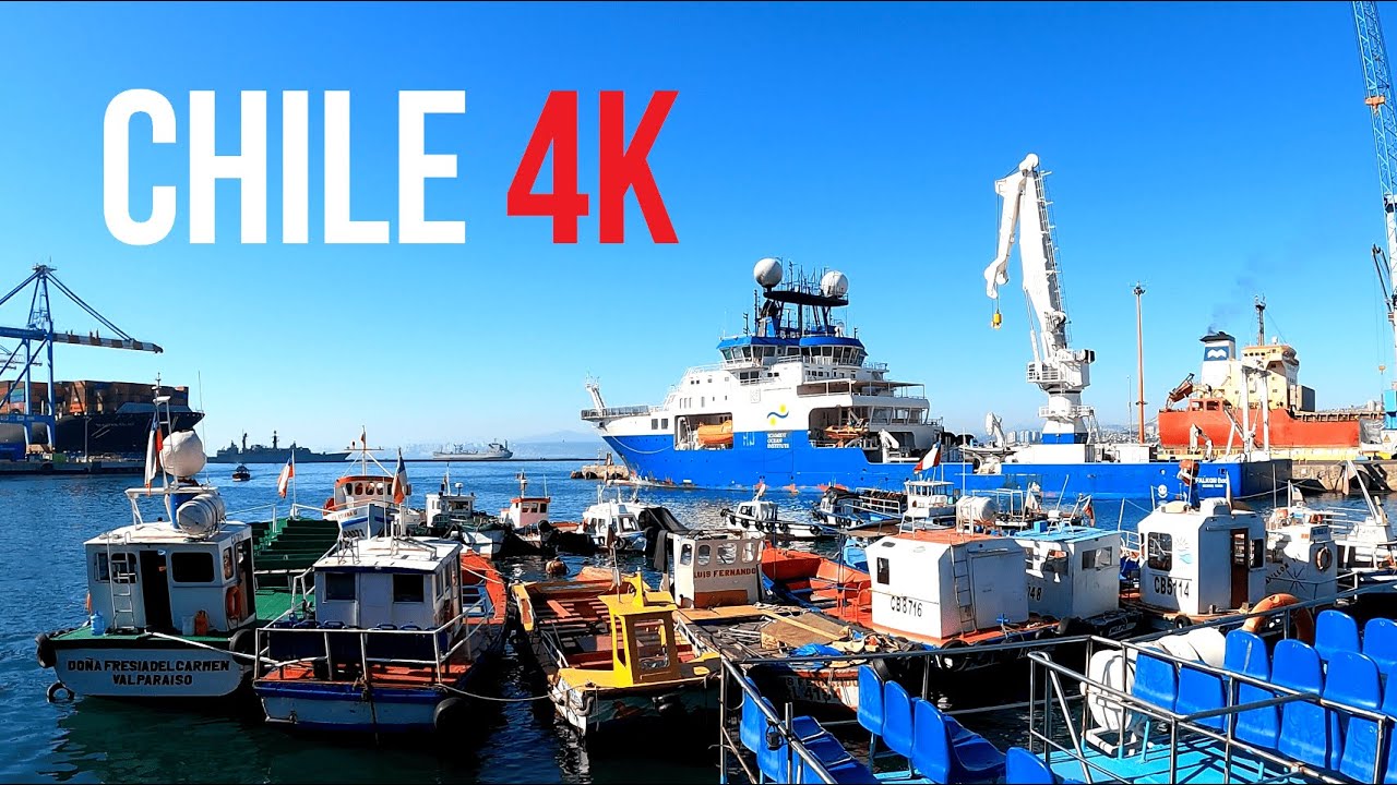 Walking around the most colorful port in Chile - Valparaíso 4K WALK