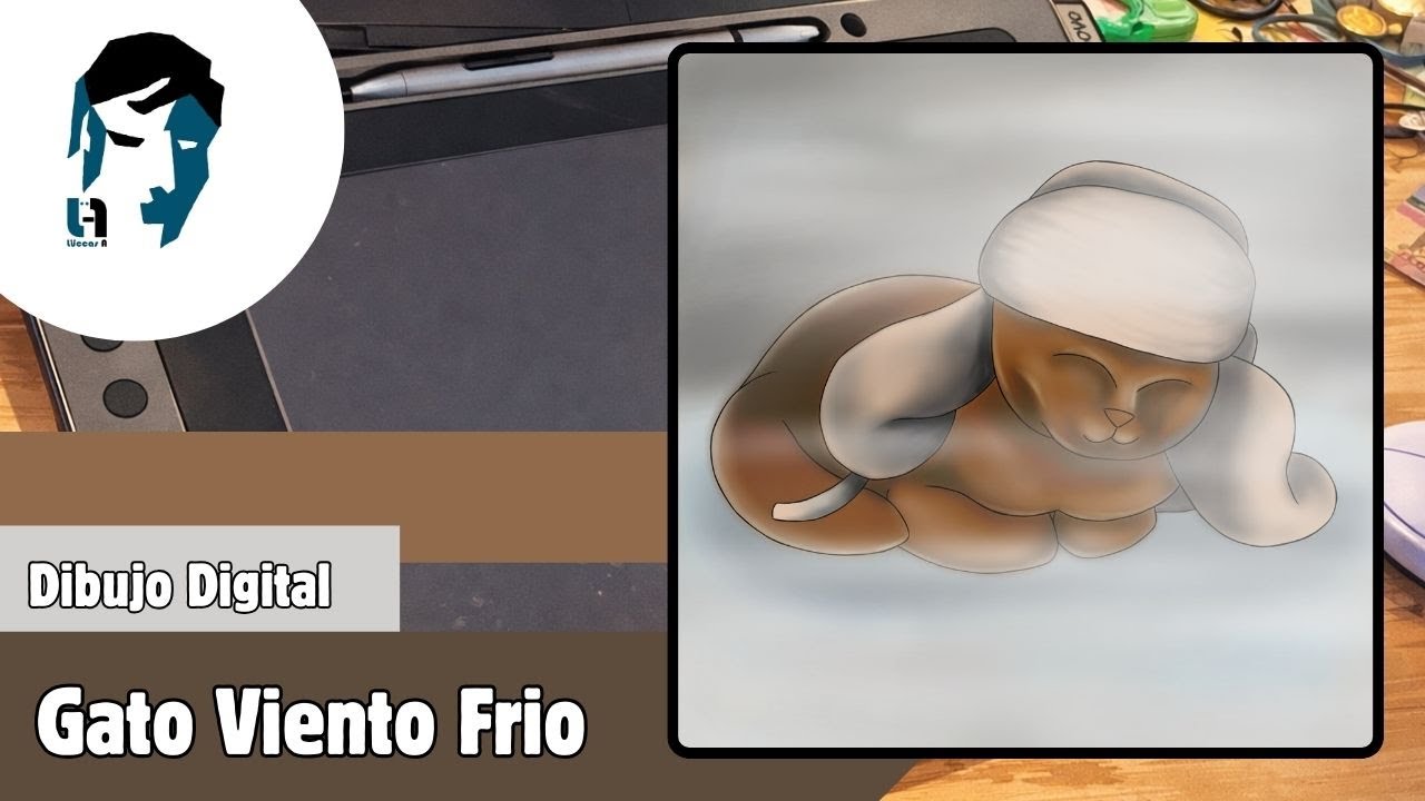 Gato Viento Frio. Dibujo Digital.