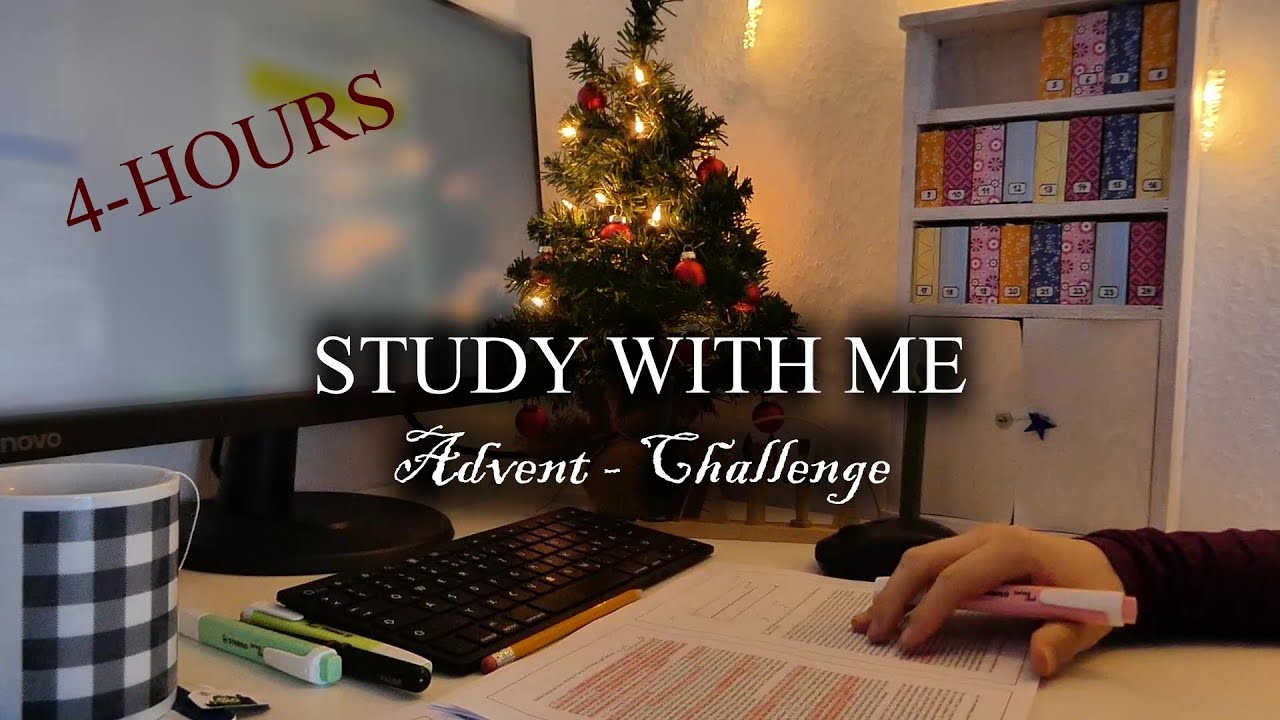 4-HOUR STUDY WITH ME 🎄Study until Christmas Challenge | 4th of December