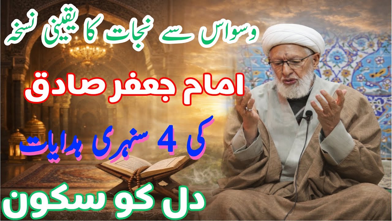 وسواس سے نجات کا یقینی نسخہ | امام جعفر صادقؑ کی 4 سنہری ہدایات | دل کو سکون !! ALLAMA SHIFA NAJAFI