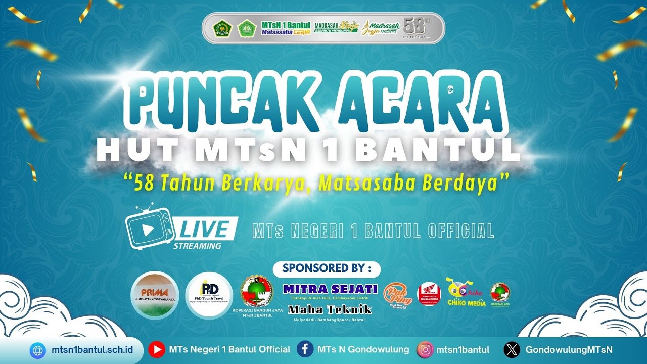 🔴 LIVE - PUNCAK ACARA HUT MTsN 1 BANTUL KE-58 (SABTU, 31 JANUARI 2026)