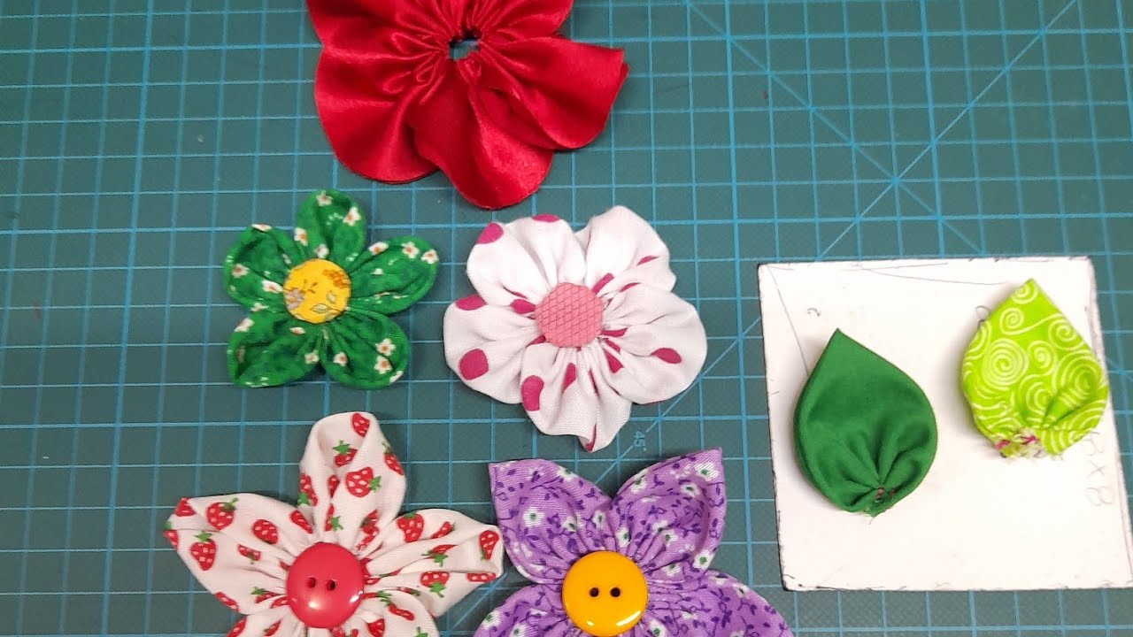 Como hacer flores en tela y hojas. Bienvenidos