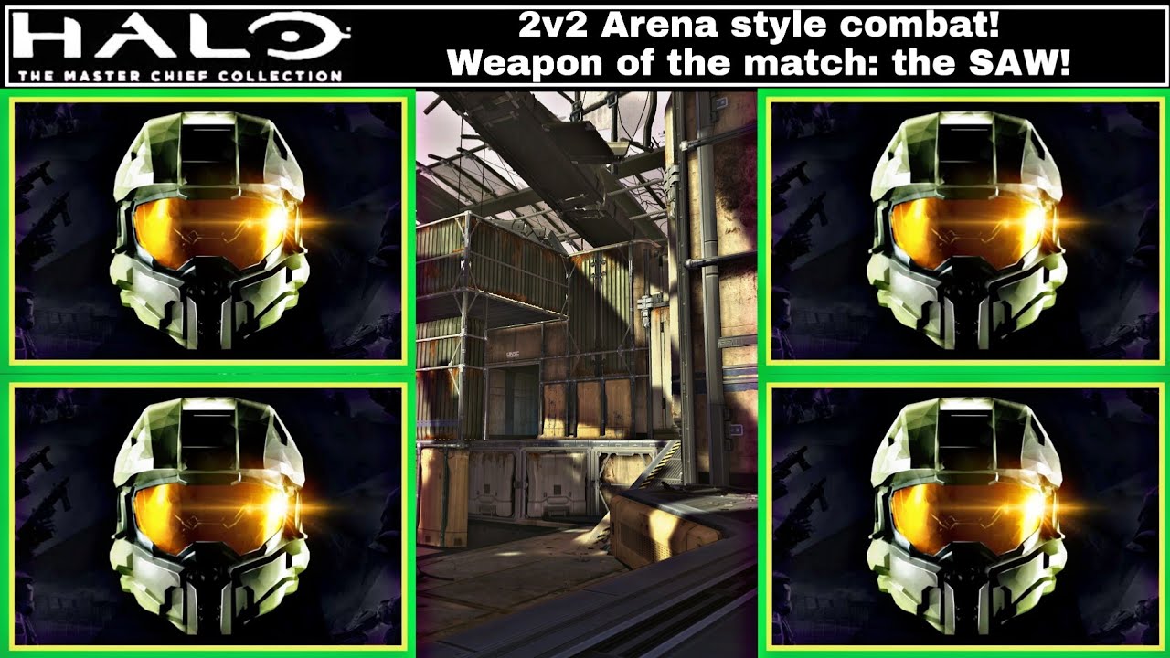 XB1 Halo 4 MCC G27, 4P local splitscreen Team Infinity Slayer Custom on Pitfall, 5 SAW KOs!