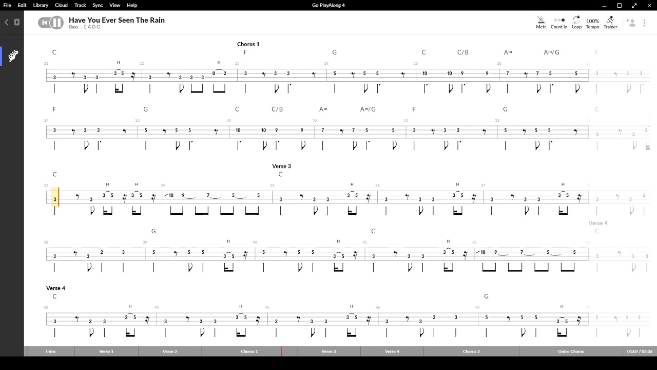 Have You Ever Seen The Rain(Creedence Clearwater Revival)Tablatura e base Senza Basso - Backing bass