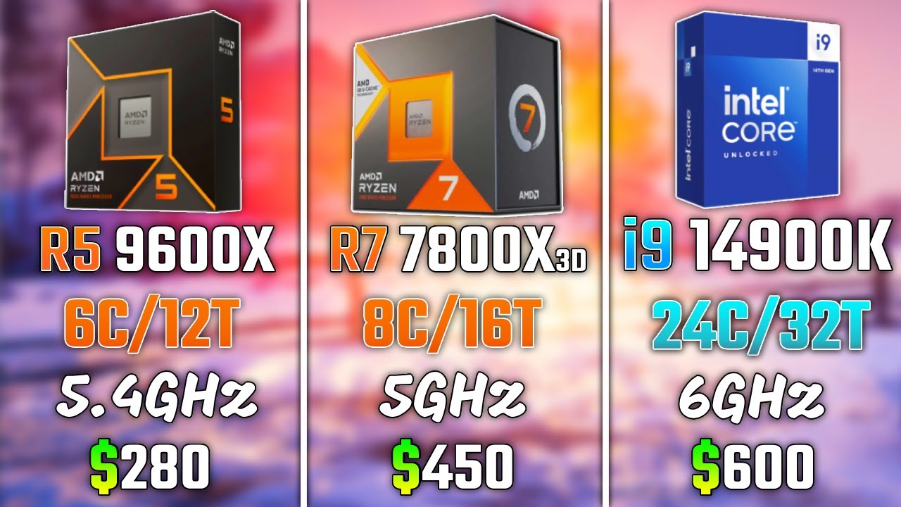 RYZEN 5 9600X vs RYZEN 7 7800X3D vs INTEL i9-14900K | Test in 6 Games