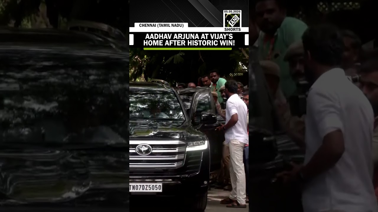 TVK leader Aadhav Arjuna visits Chief Vijay&rsquo;s residence as the party wins the state elections