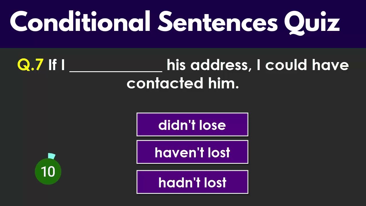 Conditional Sentences quiz with answer