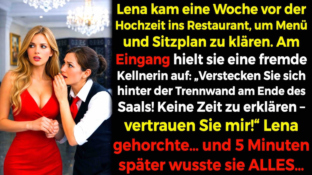 „Versteck dich hinter dem Vorhang, SCHNELL!“ flüsterte die Kellnerin Lena beim Hochzeitsbankett…