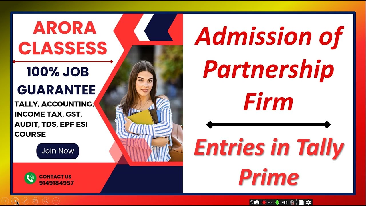 Admission of Partnership firm and Entries in Tally Prime |