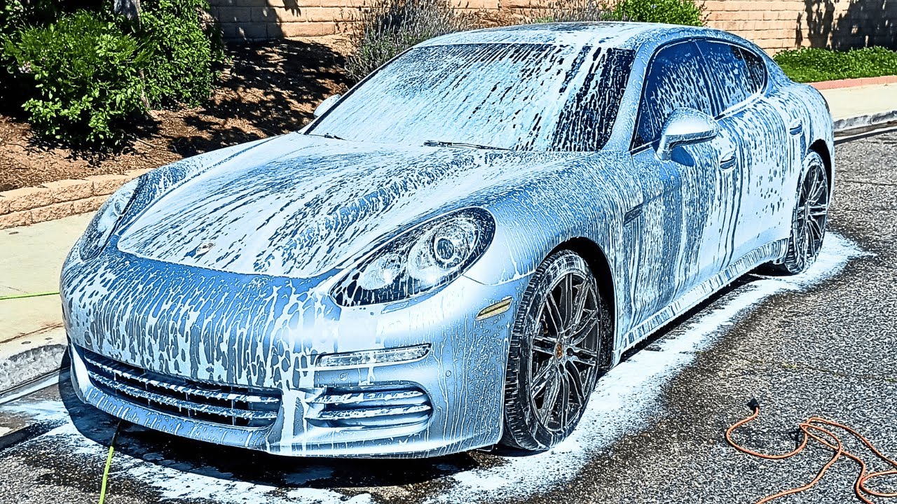 Porsche Panamera Foam & Rinse: Auto Detailing (Satisfying ASMR)