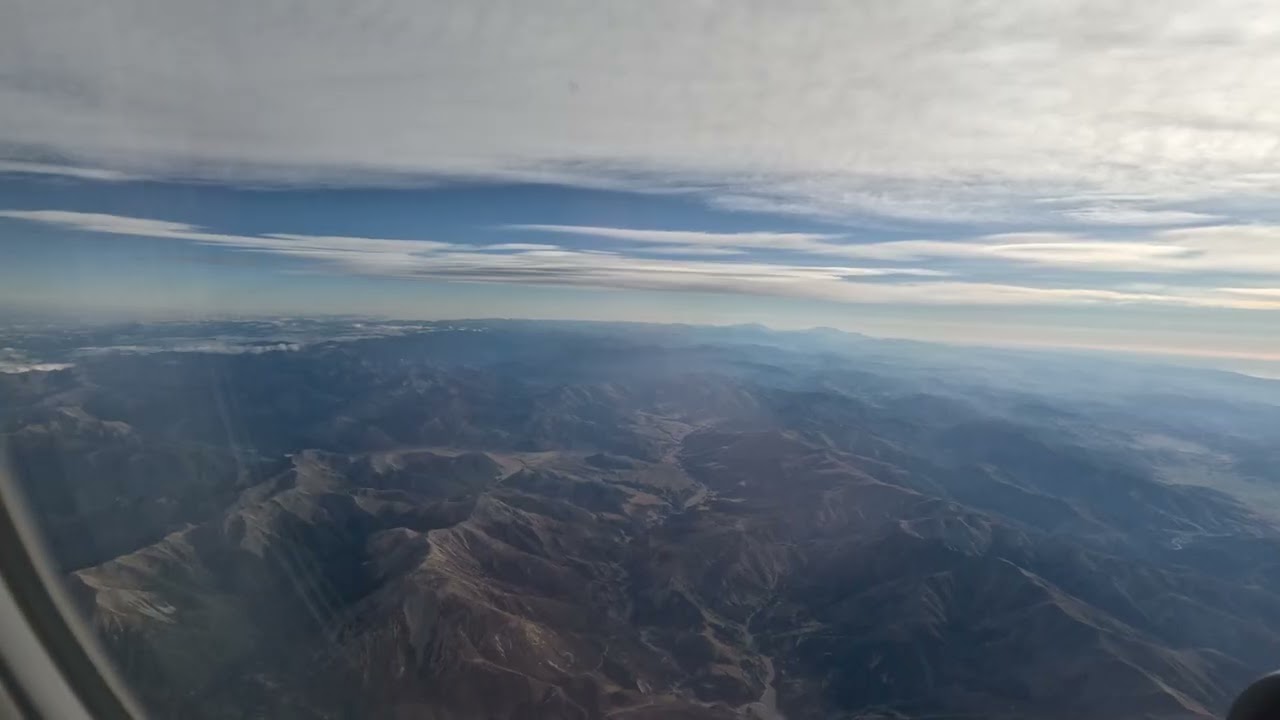 Flying west from Christchurch over Southern Alps toward Australia
