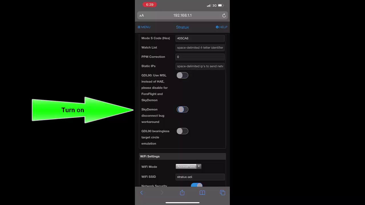 Configuring Stratux EU and SkyDemon to work together and show bearing less traffic