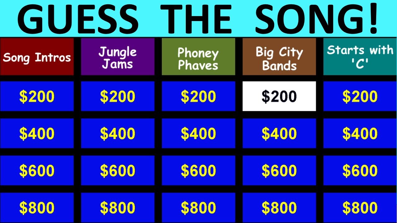 Guess the Song Jeopardy Style | Quiz #14