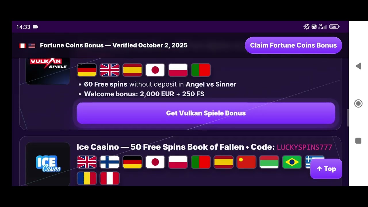 Fortune Coins Promo Code USA & CA