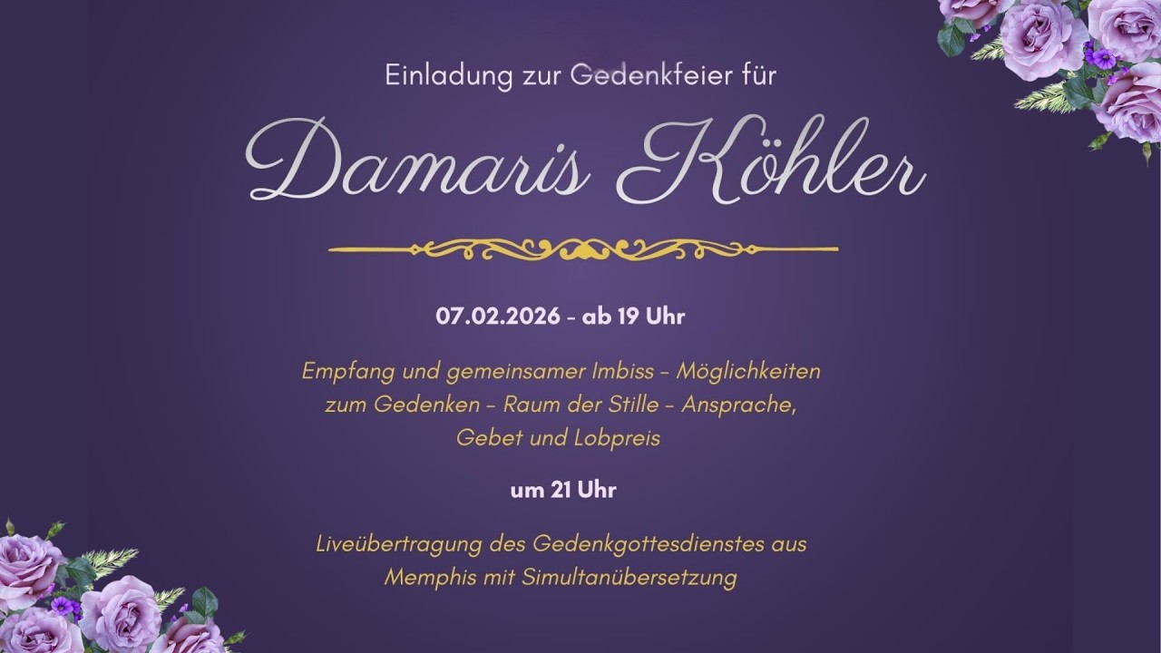 Gedenkfeier Damaris Köhler - Livestream der Calvary Chapel Siegen