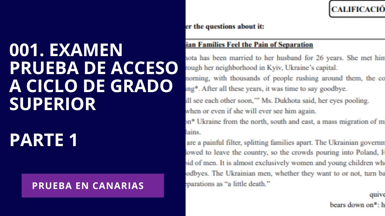 Aprobar INGLÉS en la Prueba de Acceso a Ciclo de Grado Superior en Canarias | Examen paso por paso