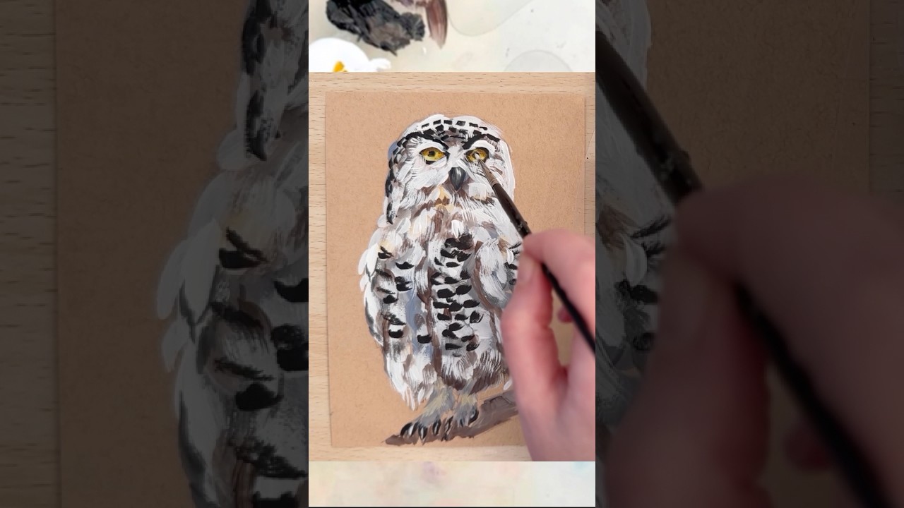 Paint a snowy owl ❄️🦉 with me with acrylic paints✨ 