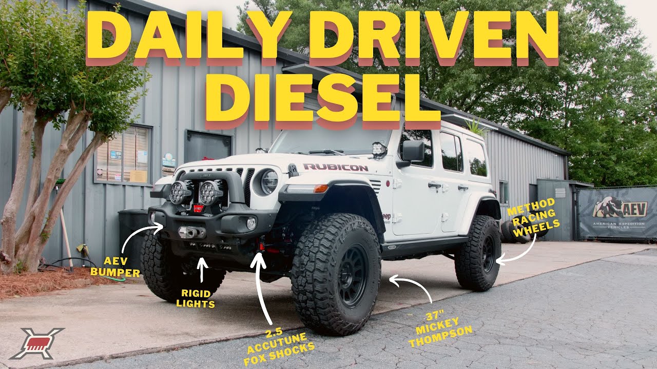 We LOVE this daily driven RUBICON DIESEL sitting on 37s
