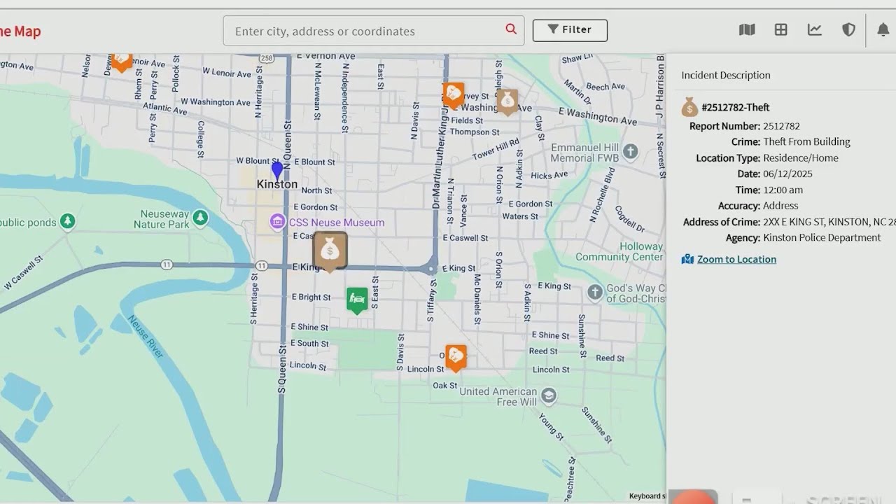 Kinston Police Department launches new interactive crime map
