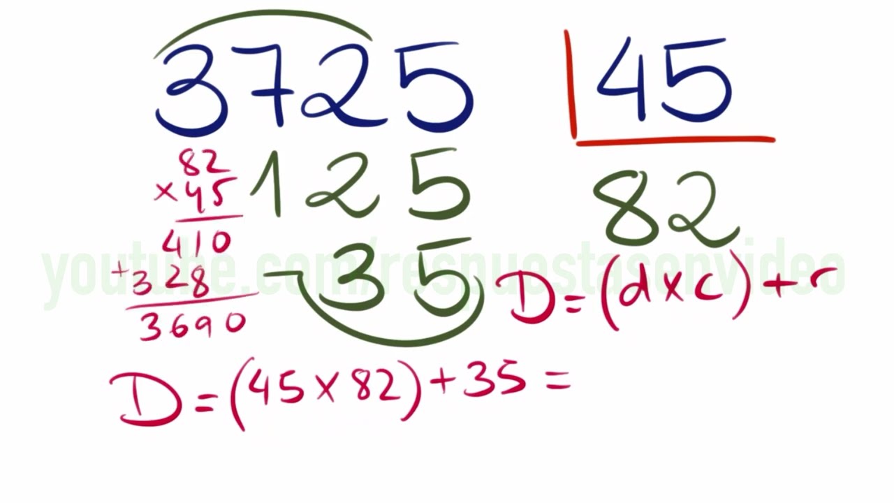 Aprende a dividir entre dos cifras SIN RESTA 3725 dividido entre 45